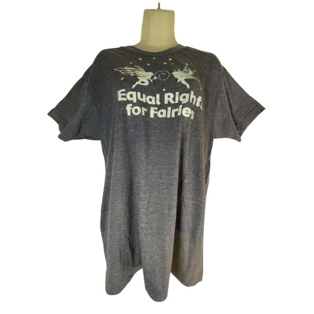 Vintage Equal Rights For Fairies Large Graphic T-Shirt Charcoal Gray 1987 LGBTQ - Picture 3 of 5
